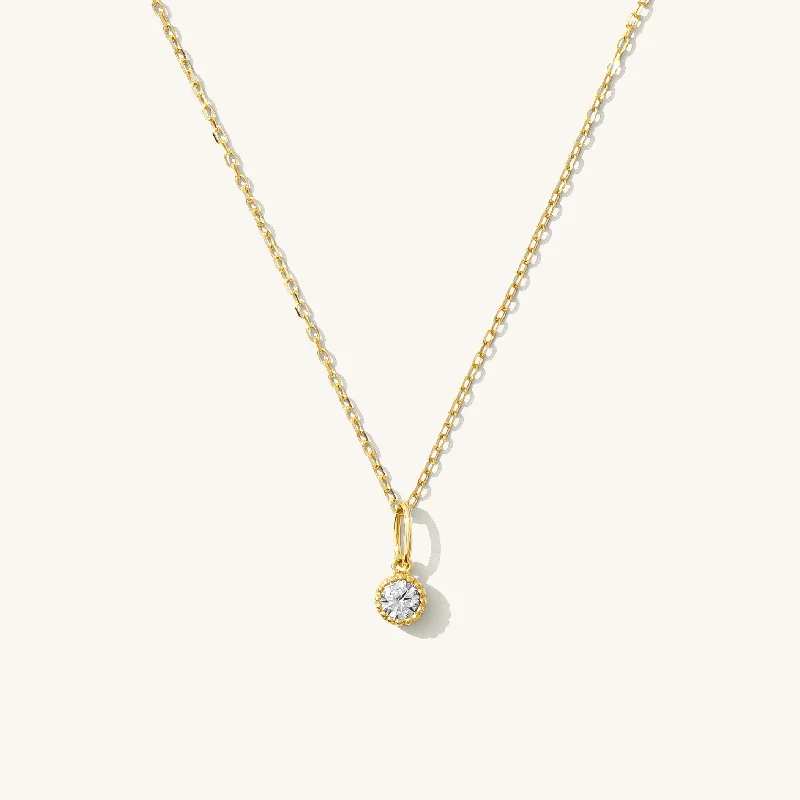 classic cubic zirconia pendant Diamond Bead Bezel Necklace