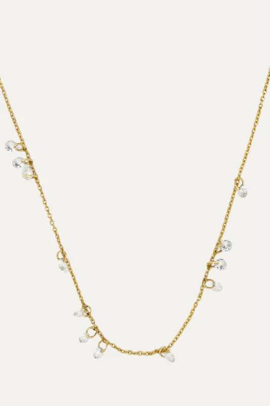 unique wooden bead necklace Dripping in Diamonds Delicate Necklace - Gold