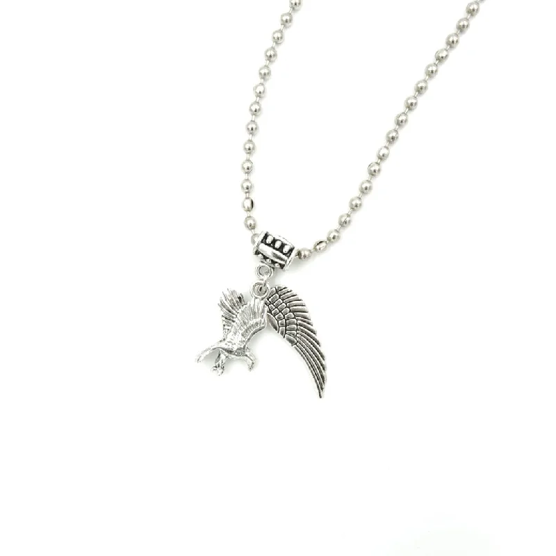 minimalist diamond stud earrings Eagle & Wing Charms On Steel Ball Chain