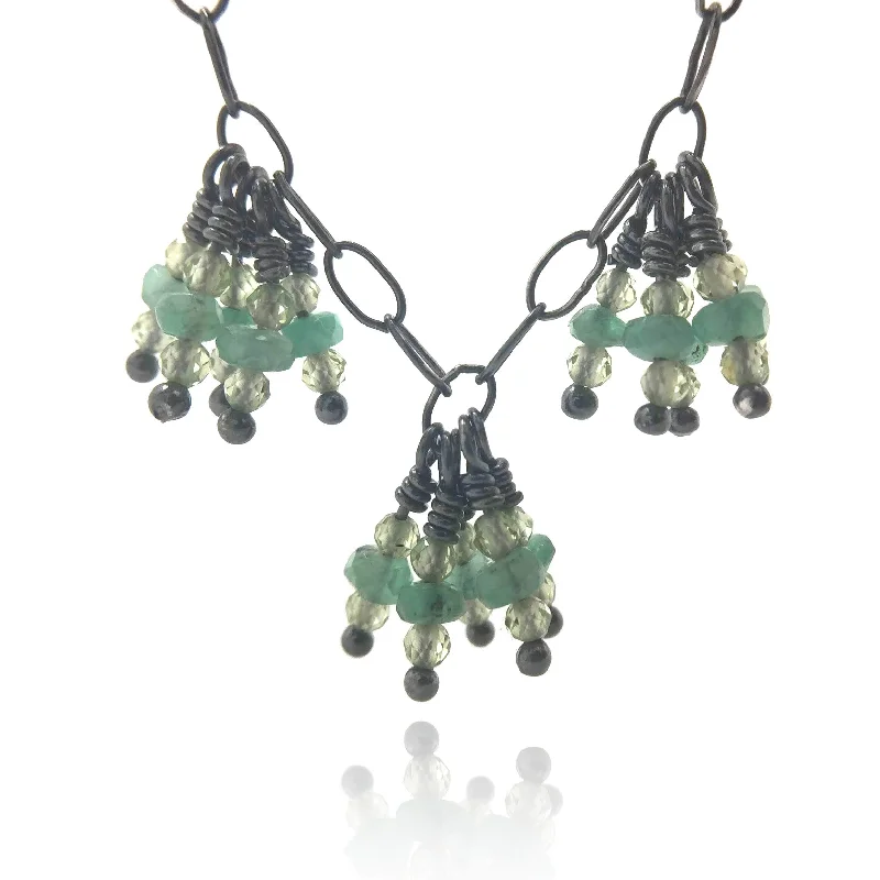 men’s silver ring with onyx Emerald & Peridot Spark Necklace