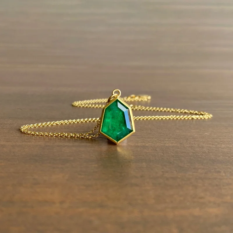 boho beaded statement necklace Emerald Shield Pendant