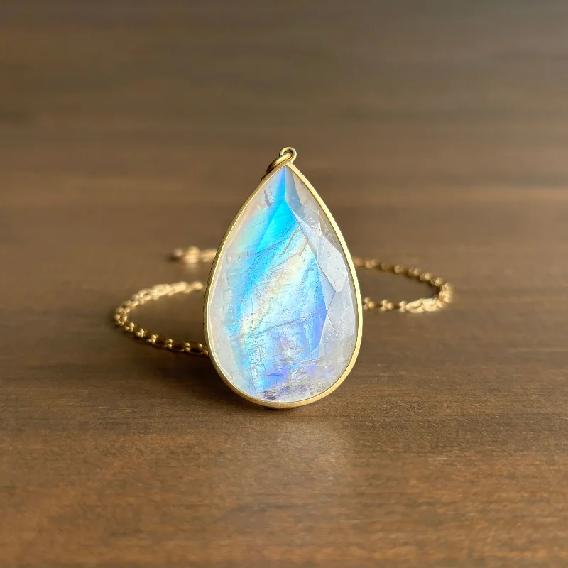 vintage art deco engagement ring Extra Large Moonstone Teardrop Pendant