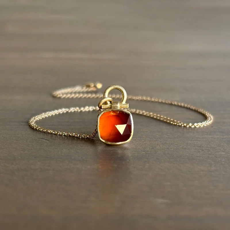 butterfly pendant necklace delicate Faceted Cushion Hessonite Garnet Pendant