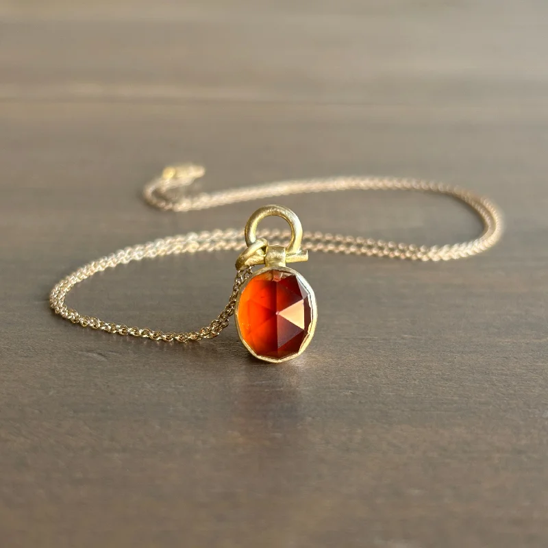 celestial zodiac sign necklace Faceted Oval Hessonite Garnet Dome Pendant