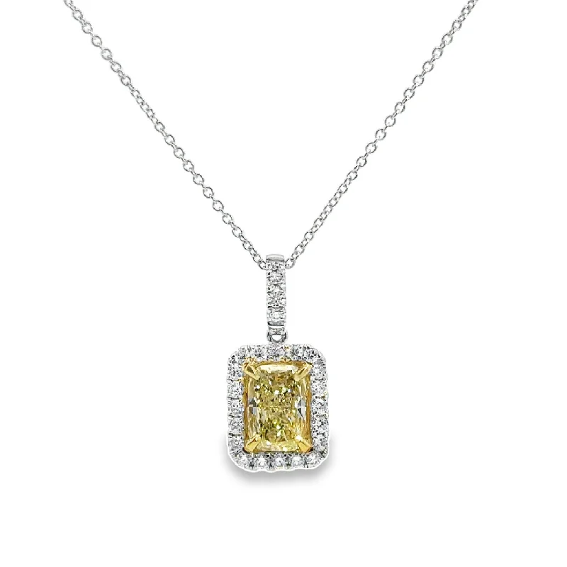 infinity heart necklace personalized White Gold Fancy Yellow Diamond Halo Pendant