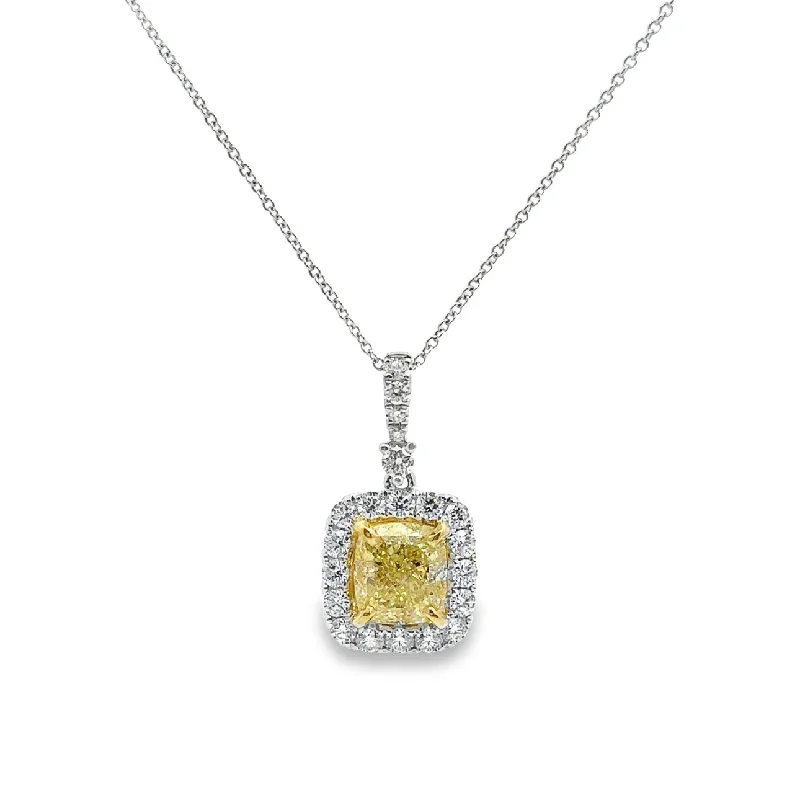 oval blue sapphire ring White Gold Fancy Yellow Diamond Halo Pendant