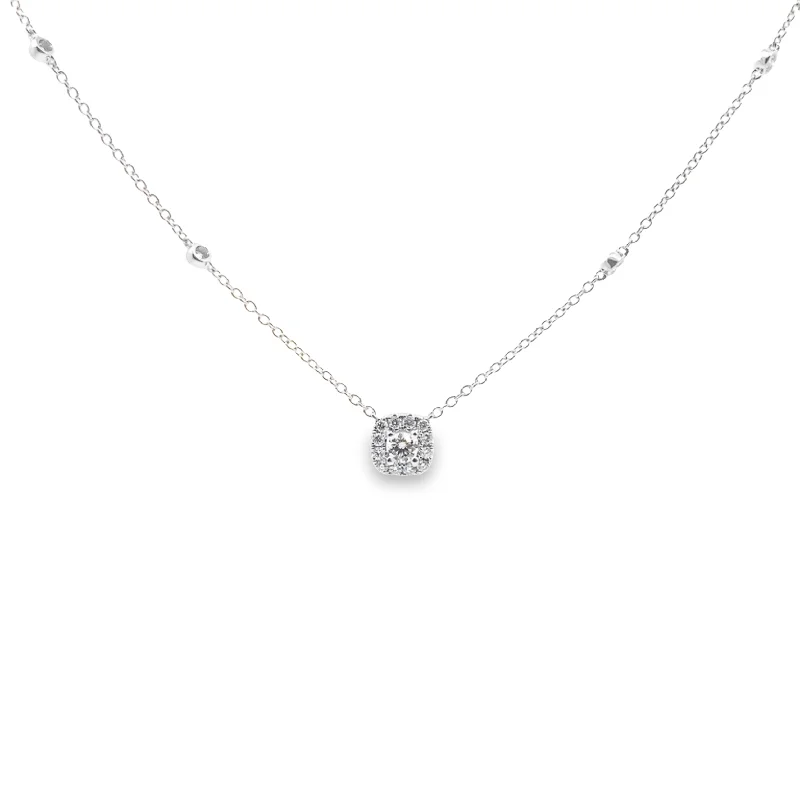 handcrafted gemstone pendant Forevermark 0.36 Cttw. White Gold Diamond Halo Necklace