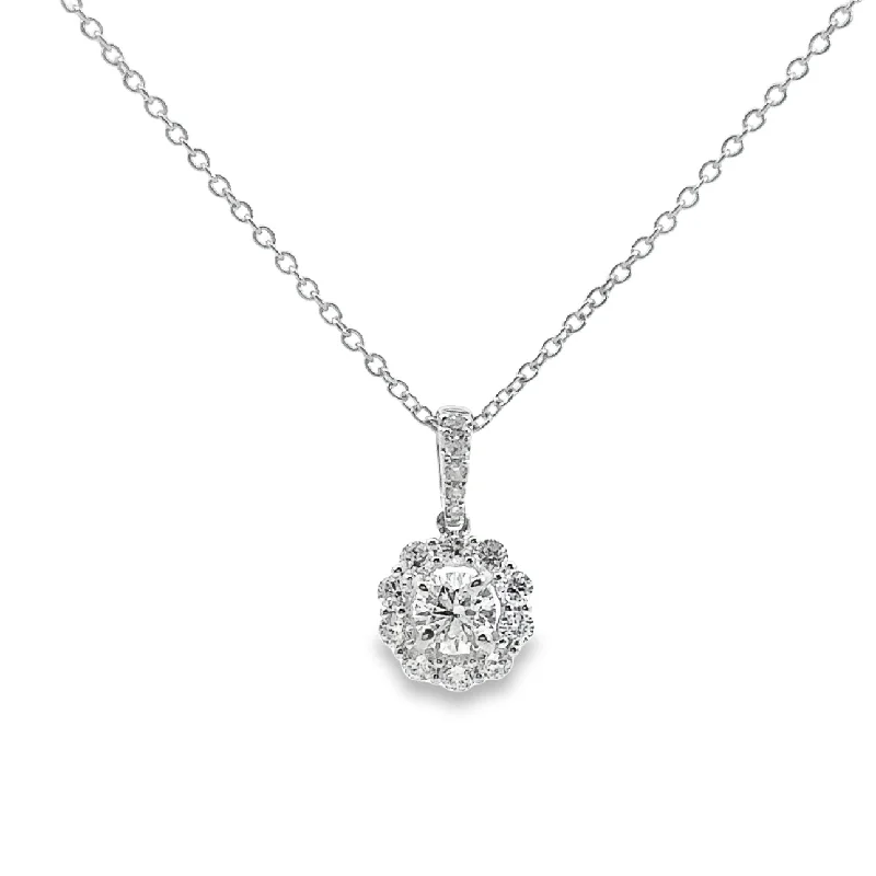 moissanite engagement ring affordable Forevermark White Gold Diamond Halo Pendant