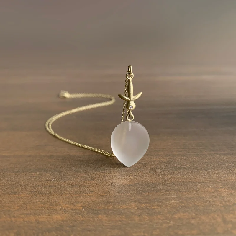 handmade gold nugget ring Frosted Quartz Petite Fleur Necklace