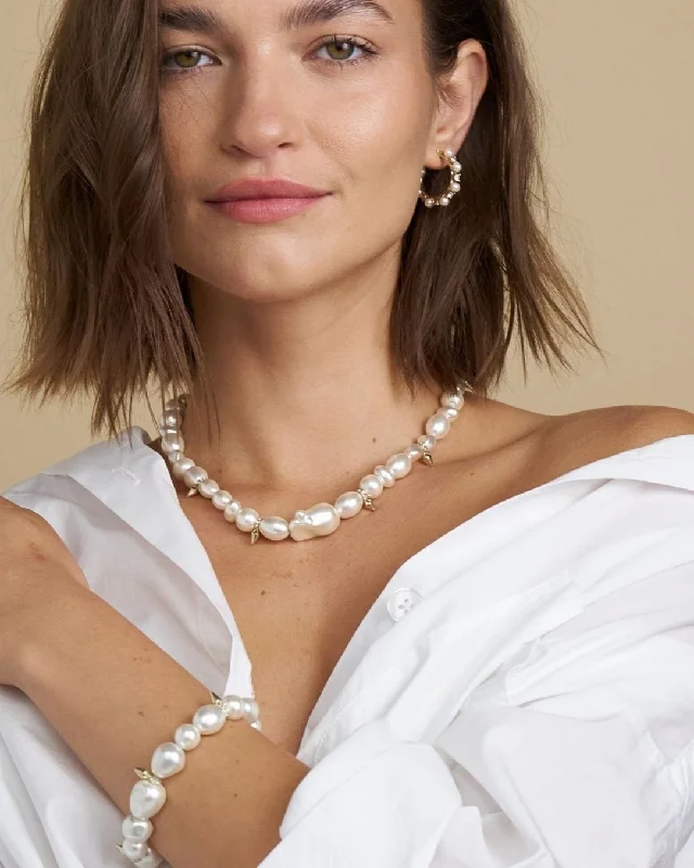 women’s leather wrap bracelet Gaia Pearl Statement Necklace