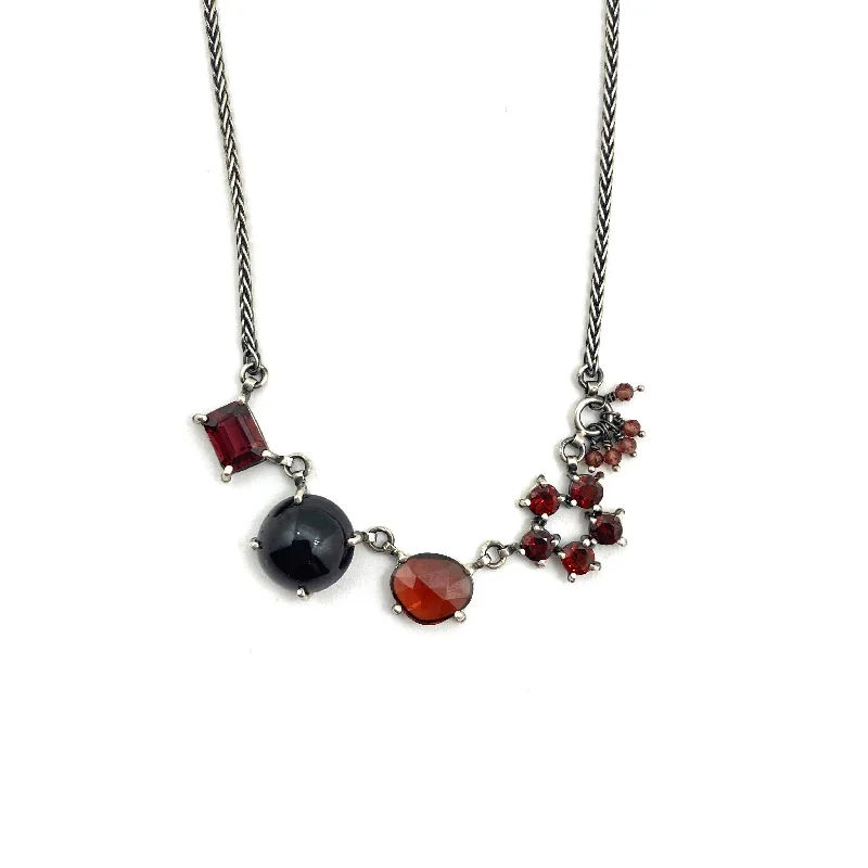 boho tassel earrings handmade Garnet Lovers Necklace