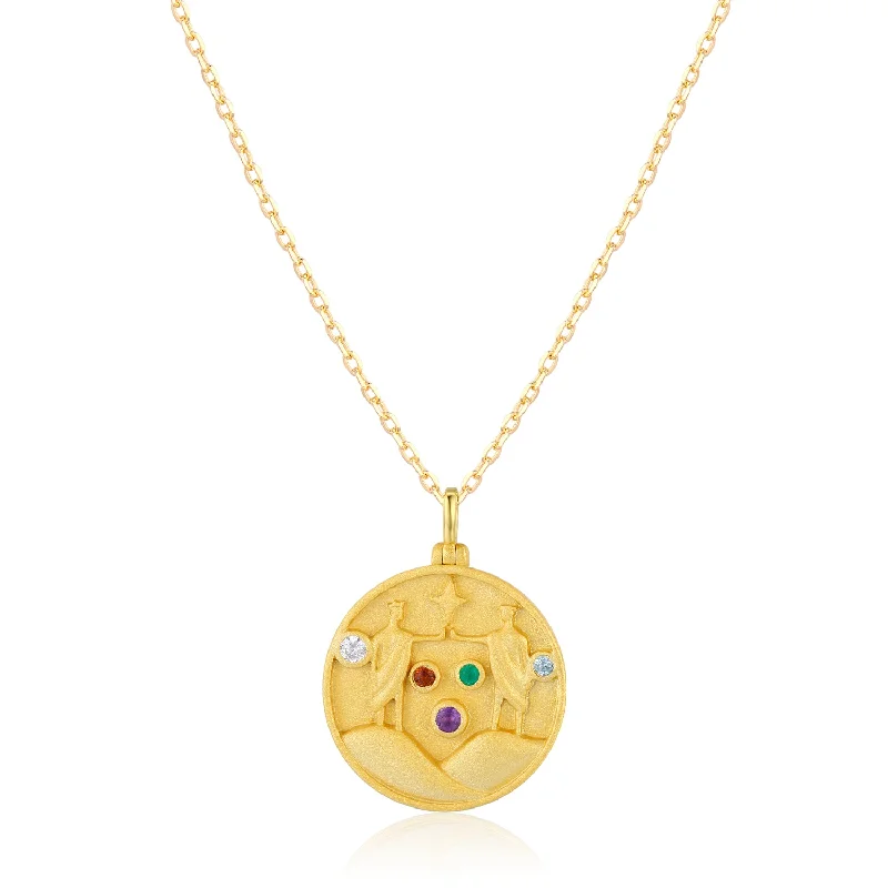 sparkling diamond drop earrings Gemini Zodiac Mantra Necklace