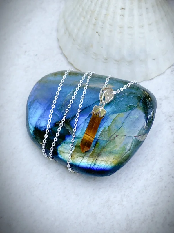 custom engraved infinity necklace Gemstone Point Necklace