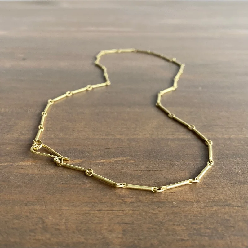 handcrafted gold stud earrings Gold Bar & Loop Chain Necklace