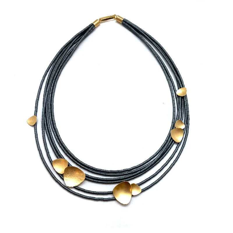 opal and gold earrings Grey Hematite Multi- Strand Necklace