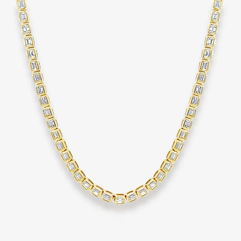 modern geometric silver ring Halfway Bezel Set EC 3.80CT Tennis Necklace