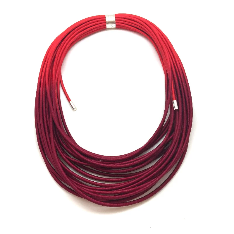 sapphire halo engagement ring Hand Dyed Coil Necklace - Scarlet/Red