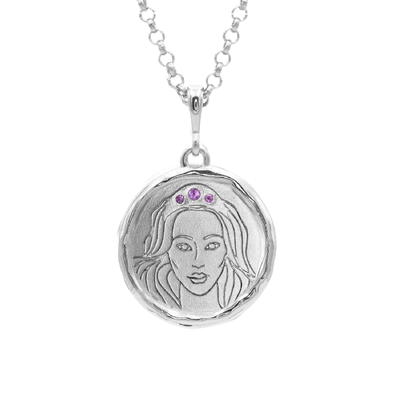 vintage pearl cluster earrings Hecate Goddess of Magic Triple Amethyst Medallion Necklace | Silver