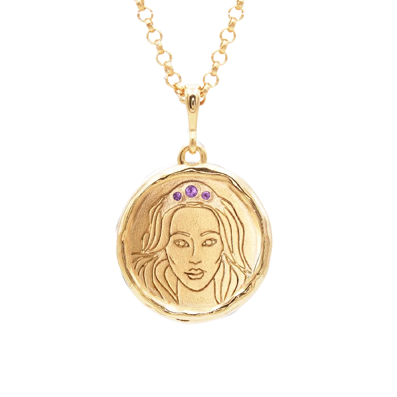 oval cut engagement ring platinum Hecate Goddess of Magic Triple Amethyst Medallion Necklace