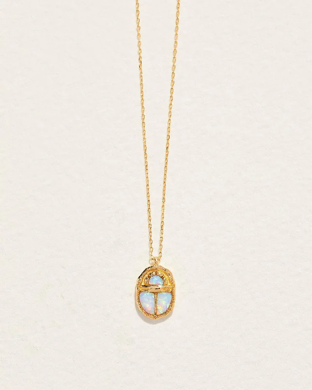 tiny opal stud earrings Inlay Scarab Pendant