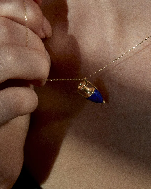 handcrafted raw crystal pendant Inlay Vessel Pendant
