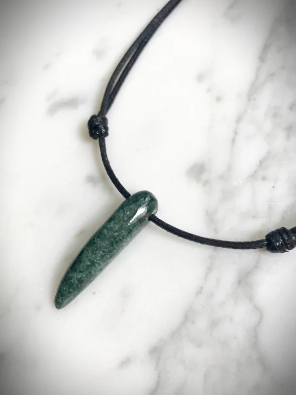 heart-shaped promise ring sterling silver Jade Tooth & Cord Necklace