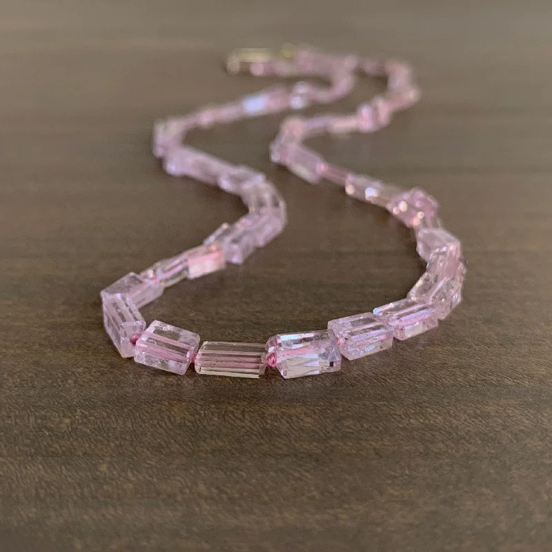 modern geometric drop earrings Morganite Rectangle Strand