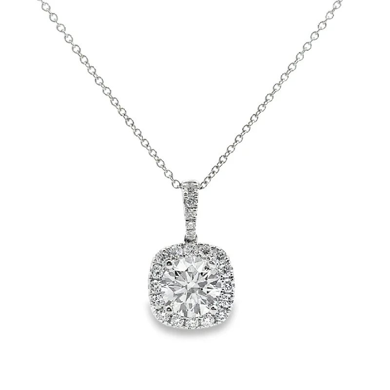 vintage filigree engagement ring Lab Grown White Gold Diamond Halo Pendant