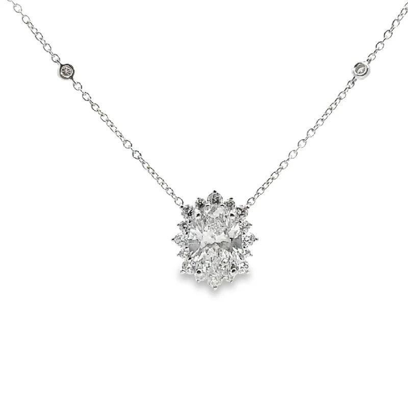 minimalist diamond stud earrings Lab Grown White Gold Diamond Halo Necklace