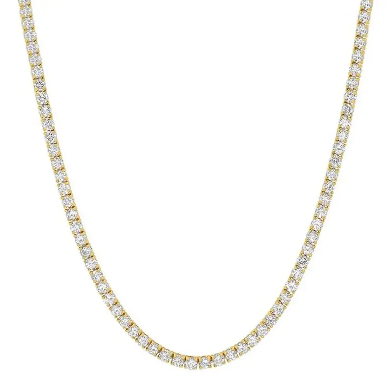braided wedding ring men Lab Grown 18.33 Cttw. Yellow Gold Diamond Tennis Necklace