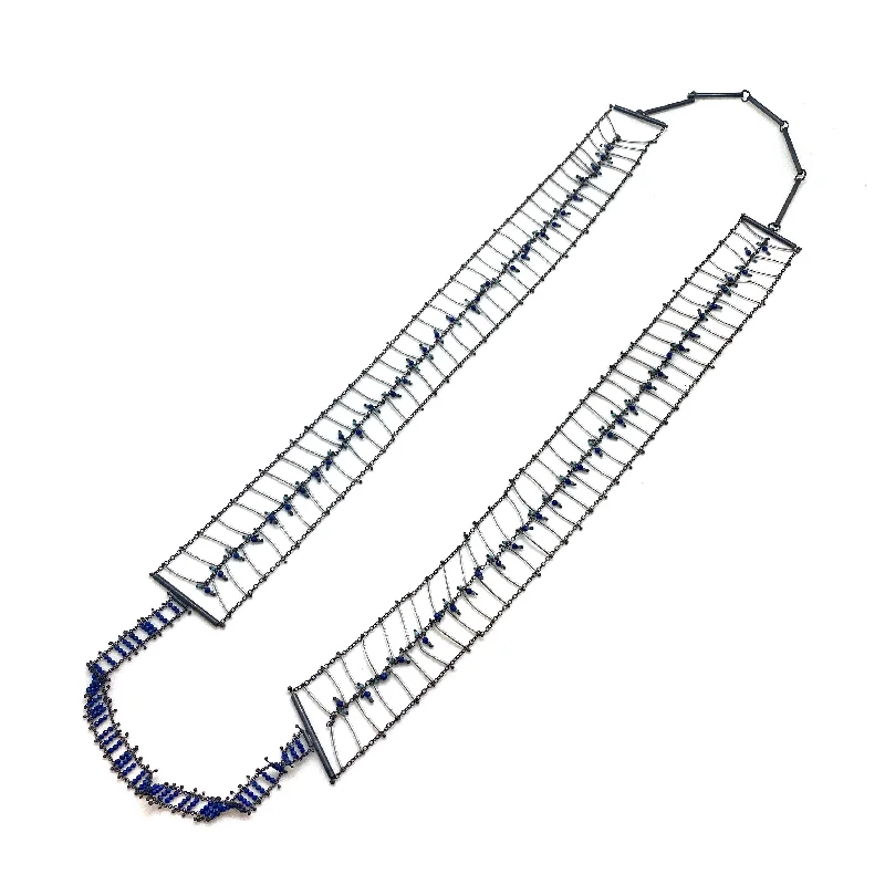 unique blue topaz ring Lapis Ladder Necklace