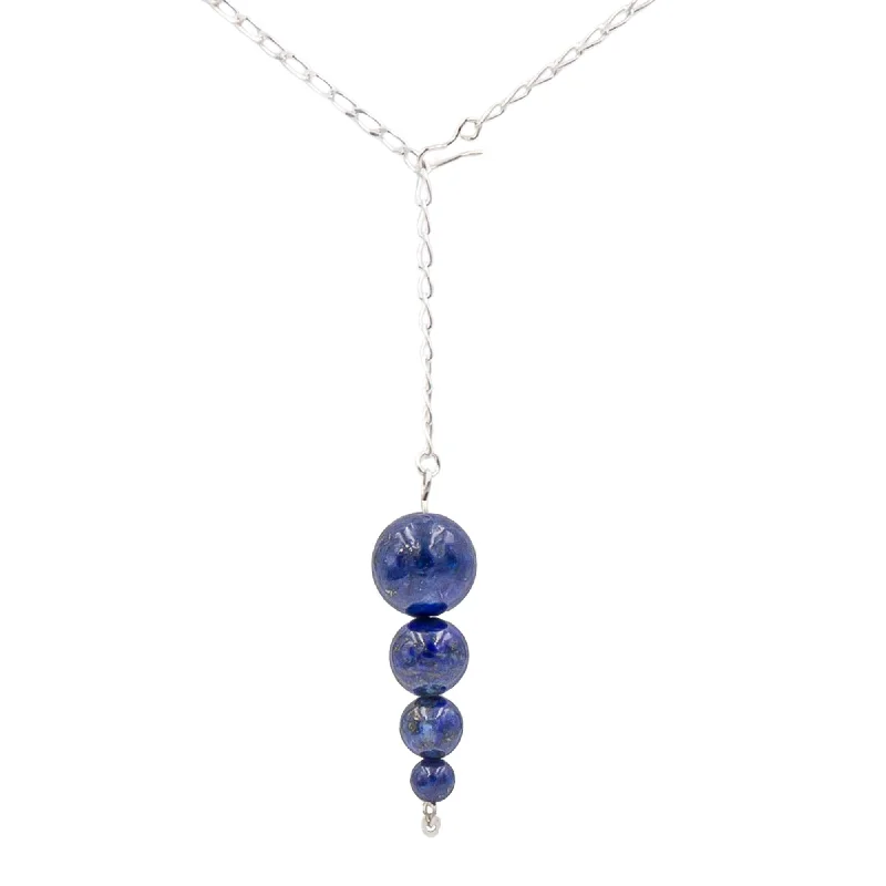 handcrafted sterling silver necklace Lapis Lazuli Pendulum Lariat Necklace