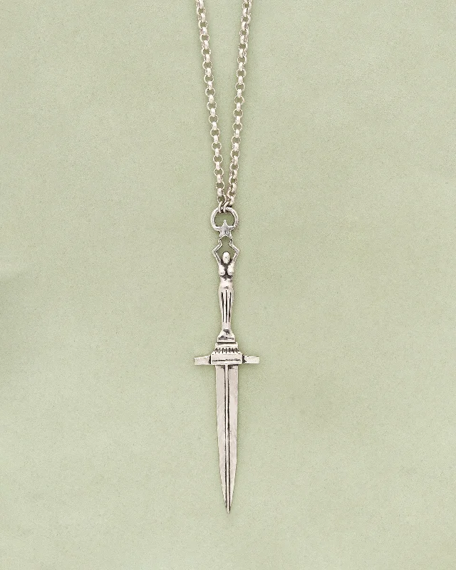 minimal gold ring stack Large Dagger Pendant