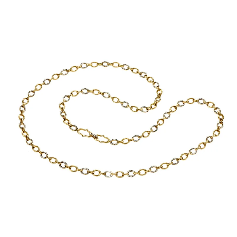 heart pendant necklace gold Large Oval Link Necklace with Diamond Pavé