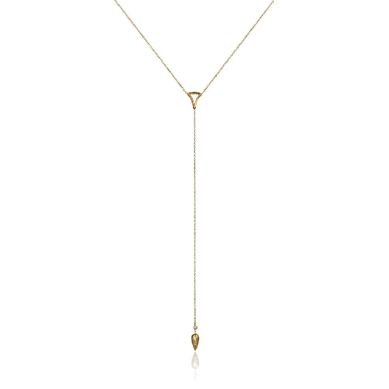 gold wedding band for men Lariat Necklace with Pavé Plumb Drop