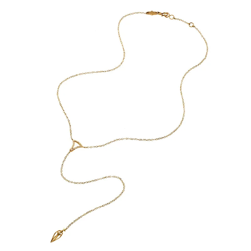 vintage diamond brooch Lariat Necklace with Pavé Triangle