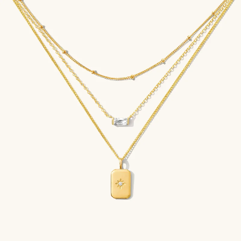 cubic zirconia eternity necklace Layered Necklace Set #2