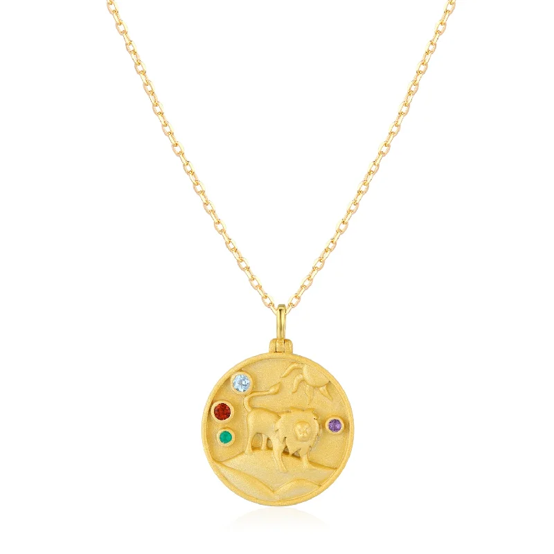 classic gold cuff bracelet Leo Zodiac Mantra Necklace