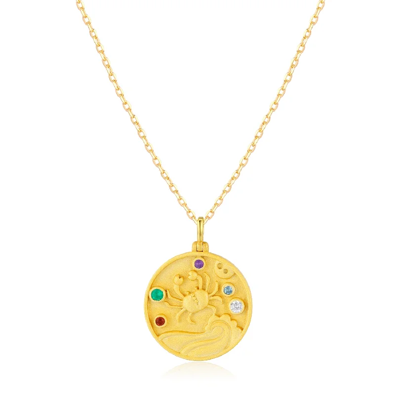minimalist chain anklet gold Cancer Zodiac Mantra Necklace