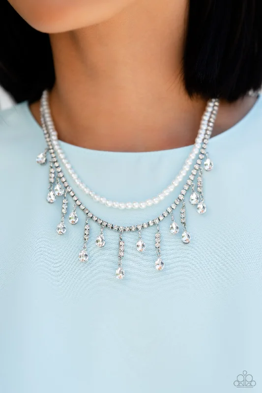 classic diamond solitaire earrings Paparazzi Necklace ~ Lessons in Luxury - White