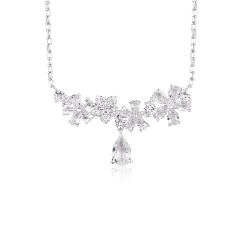 adjustable charm necklace Lilac Blossom White Topaz Necklace