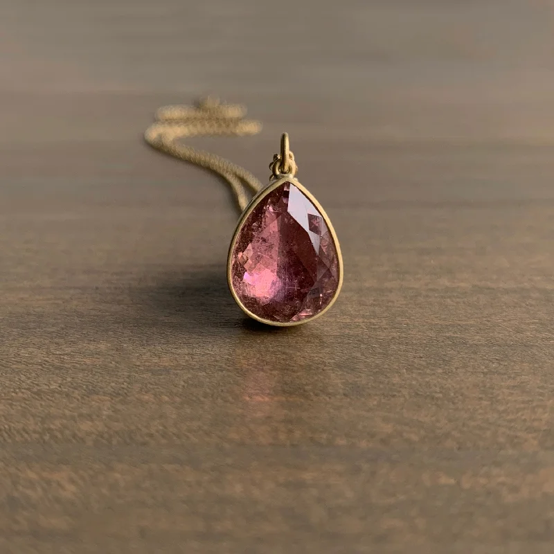 bold chunky cocktail ring Rosy Tourmaline Teardrop Pendant