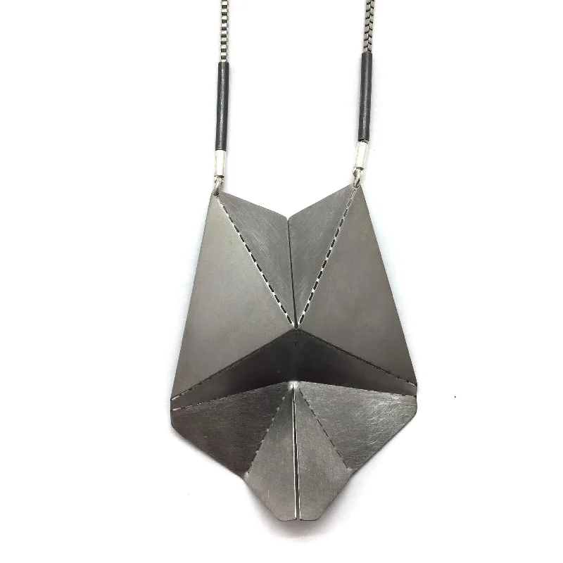 sleek black titanium ring Long Origami Necklace