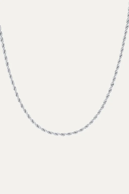 unique square diamond ring Mara Rope Chain Silver Necklace