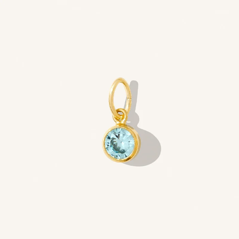 natural crystal pendant necklace March Birthstone Charm (Aquamarine)