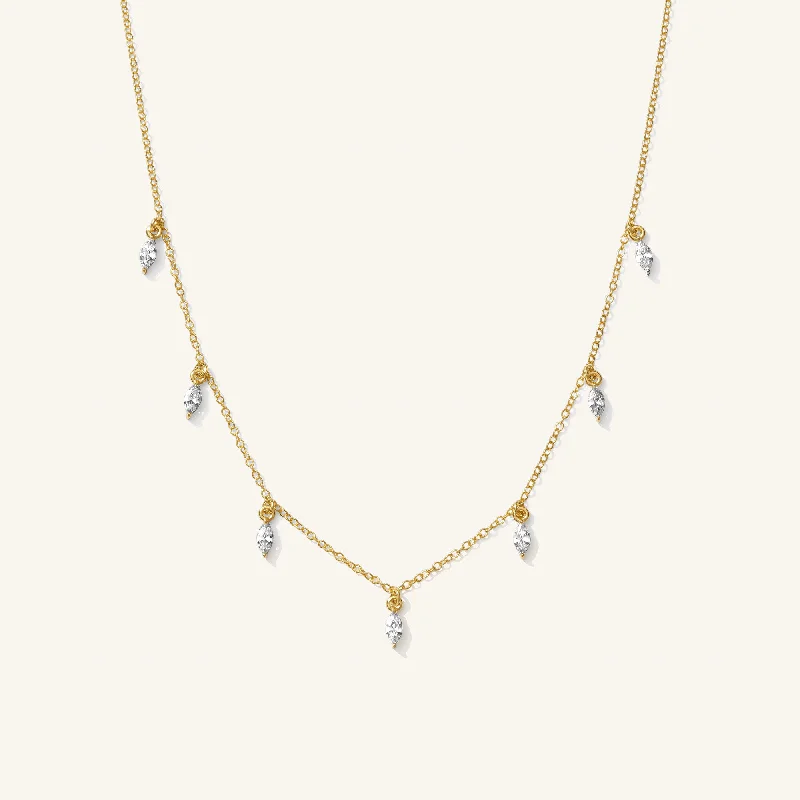 handcrafted opal inlay ring Marquise Station Necklace