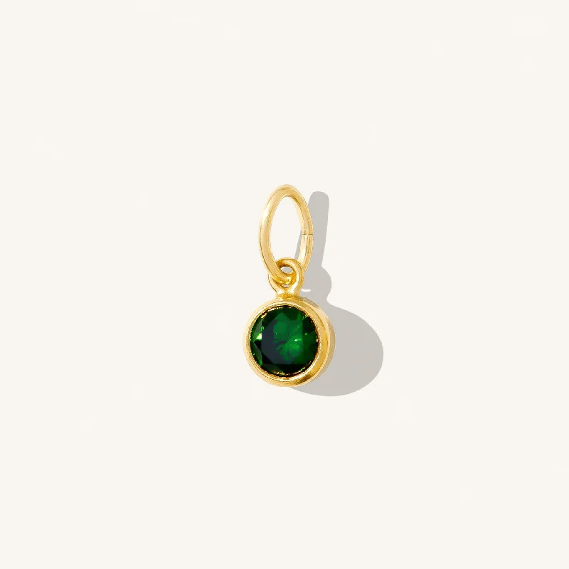 classic silver pearl earrings May Birthstone Charm (Emerald)