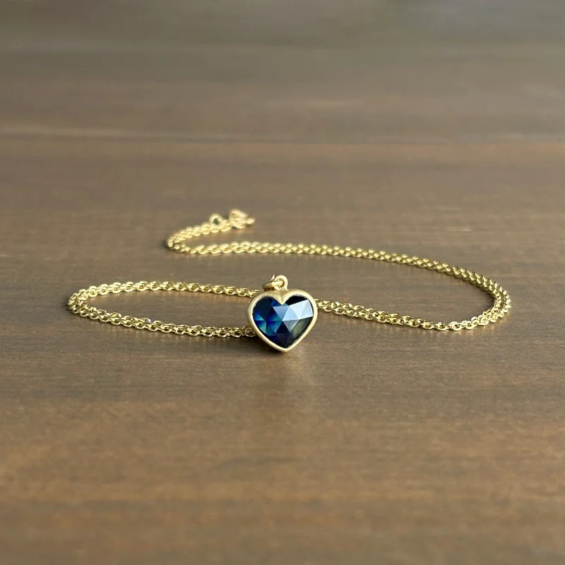 celestial moon and star necklace Medium Australian Sapphire Sweetheart Pendant