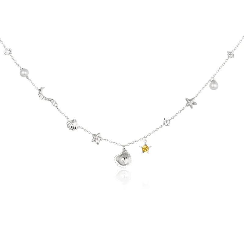 classic pearl bridal earrings Mermaid's Lullaby Charm Necklace
