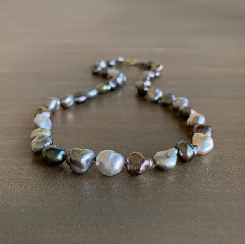 delicate floral wedding band Multicolor Tahitian Keshi Pearl Strand